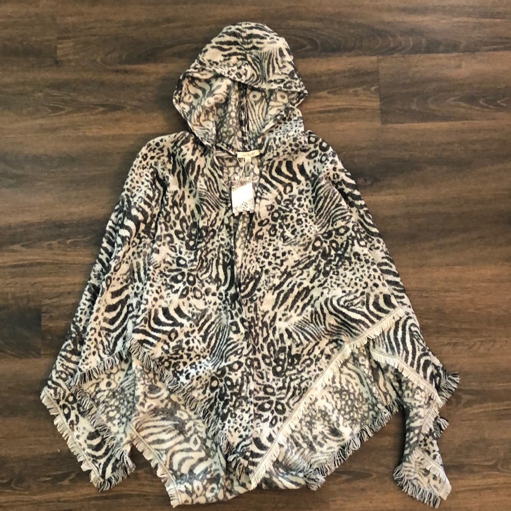 Gorgeous animal print hooded shawl/poncho